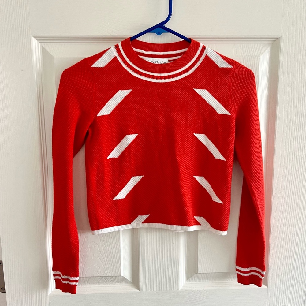 Tanya Taylor red & white crop top, XS